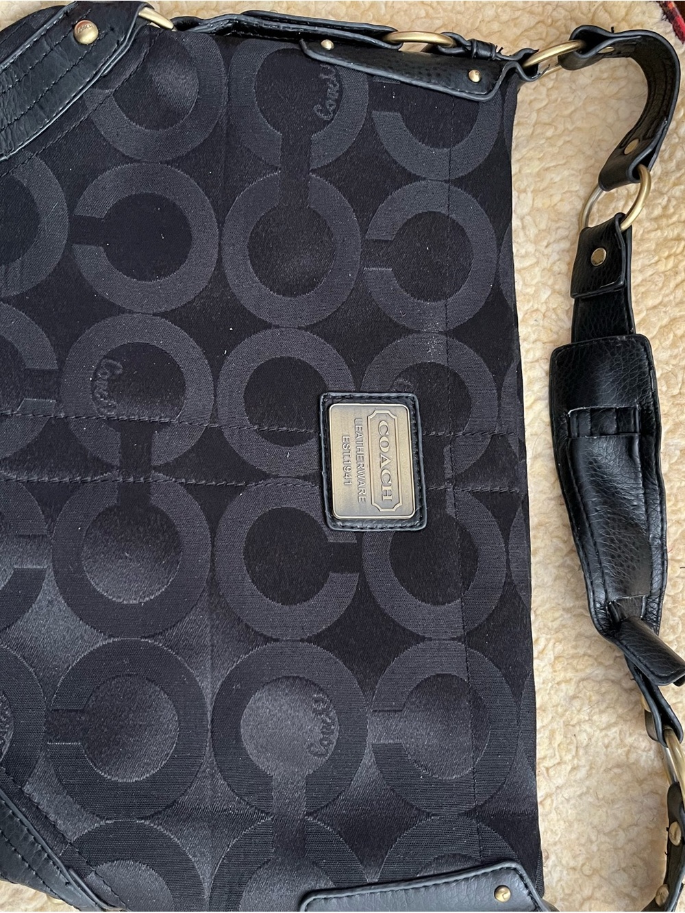 Coach Black Signature Circle Jacquard Messenger Bag